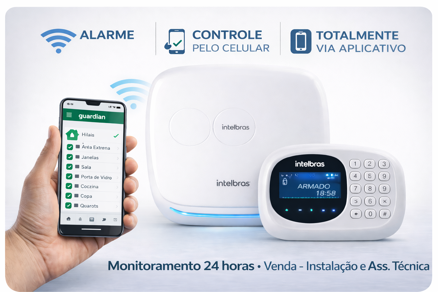 Alarme de intrusão com controle pelo celular e aplicativo